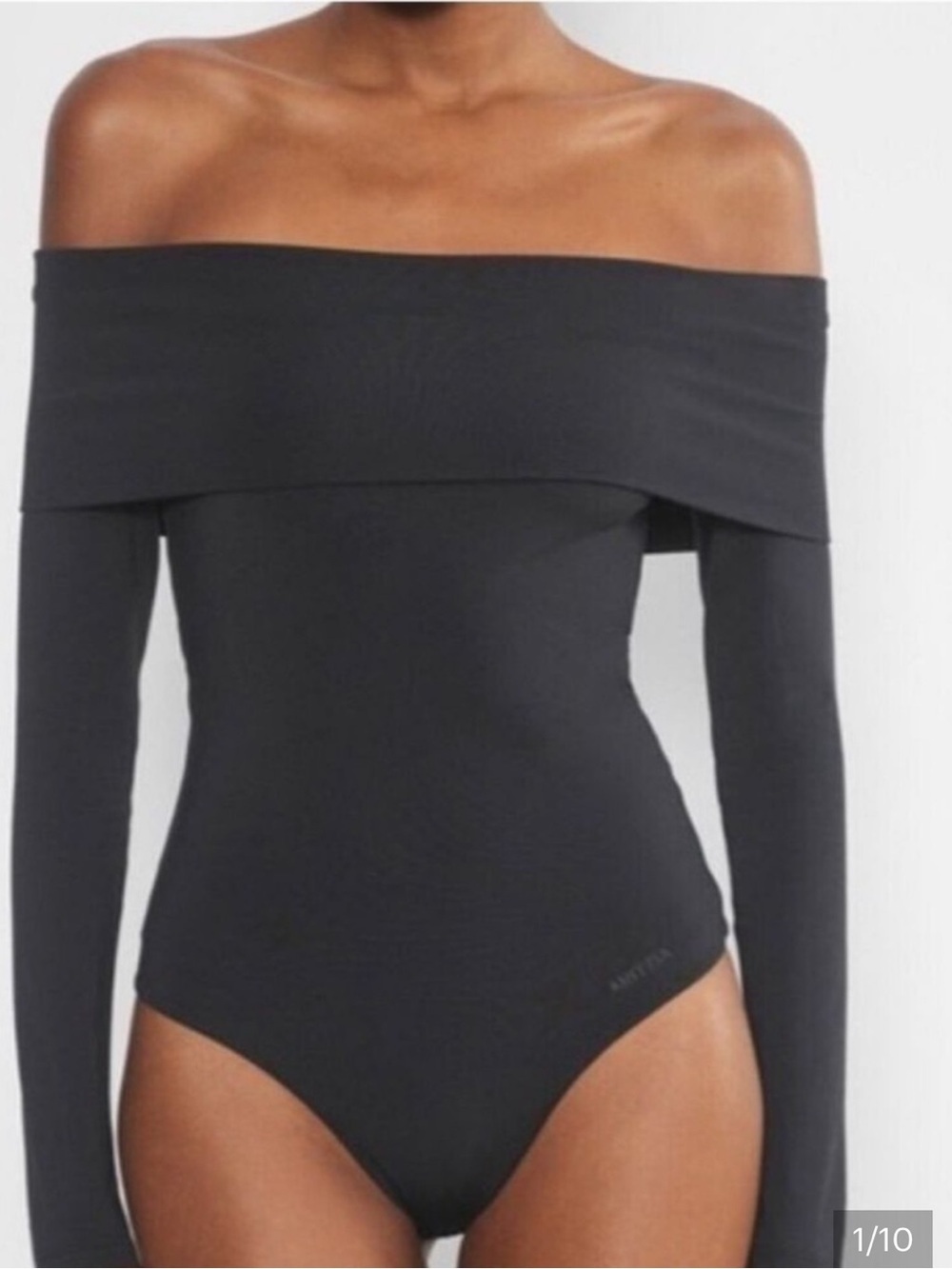 Aritzia Contour Black Off-The Shoulder Long Sleeve Bodysuit XS